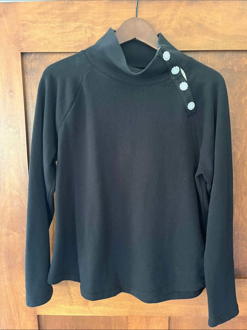 J. Crew Factory Black Long Sleeve Top with Decorative Jewel Buttons